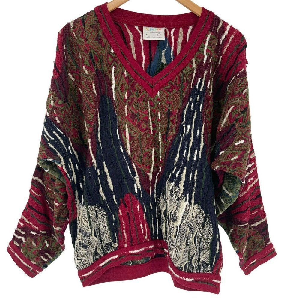 Coogi Australia 100%Mercerised Cotton Relaxed Fit Colorful Sweater Medium